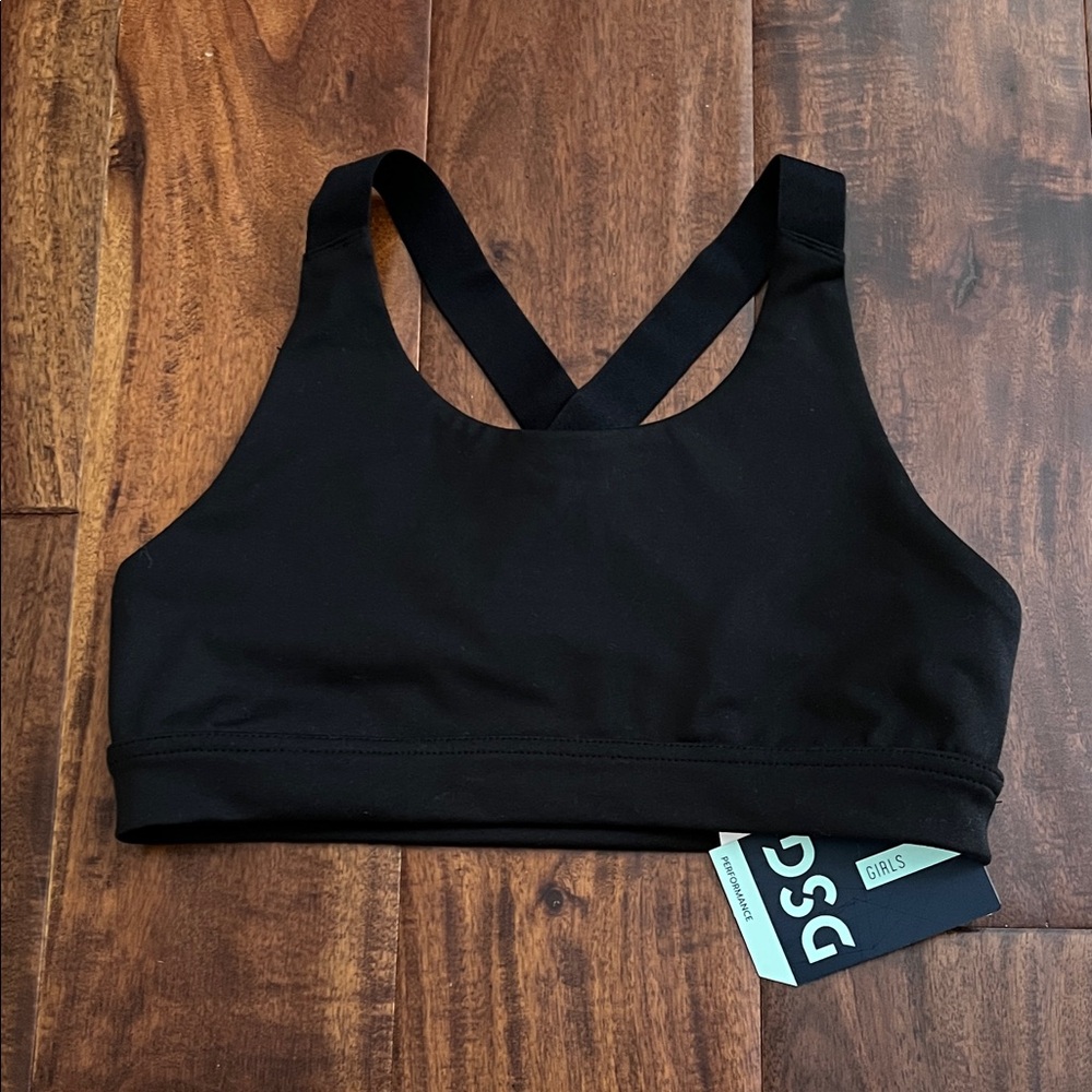 DSG Girls Classic Black Sports Bra Size Large